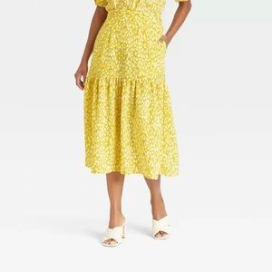 Who What Wear Leopard Midi Skirt